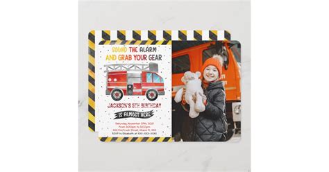 Fire Truck Birthday Photo Invitations Zazzle