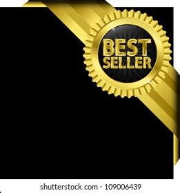 Best Seller Label Golden Ribbons Vector Stock Vector Royalty Free