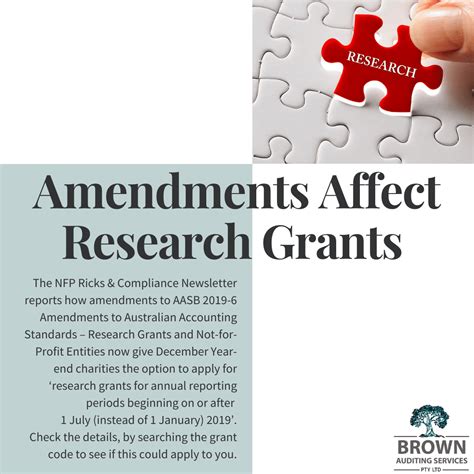 Amendments Affect Research Grants Brown Auditing Services