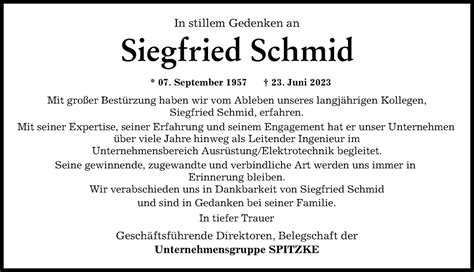 Traueranzeigen Von Siegfried Schmid Augsburger Allgemeine Zeitung