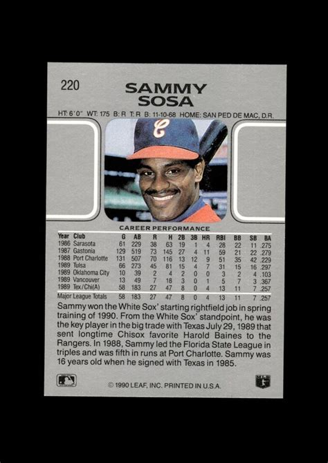 Leaf Sammy Sosa Nm Mt Or Better Gmcards Ebay