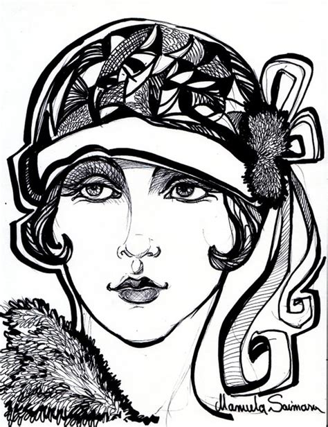 Flapper Girl Art Deco Print Downton Abbey Style 1920s Art