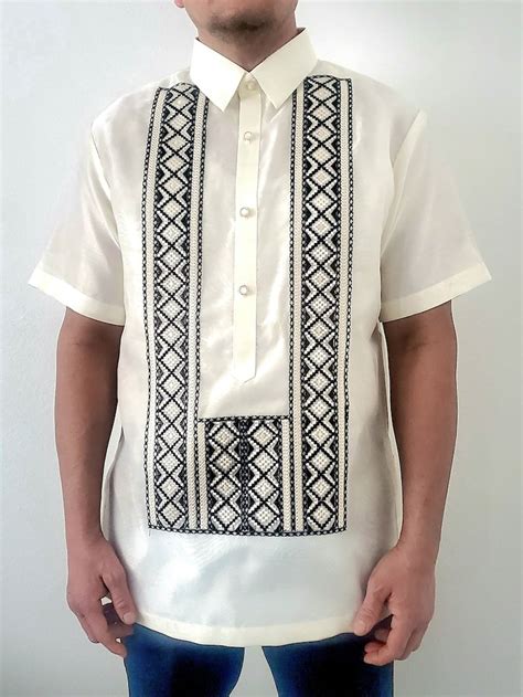 Barong Tagalog Short Sleeves Filipino National Costume Etsy