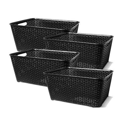 Canastos Organizador Plastico Rattan Cesto Mediano X4 Colombraro