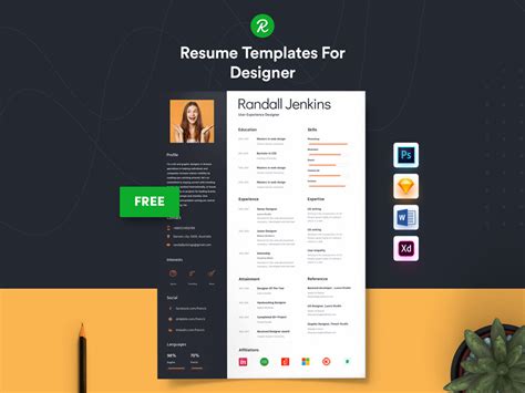 Free Ui Designer Resume Template With Simple Style Design