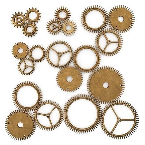 Assortment Of 21 Brass Cogs 3d Model Cgtrader