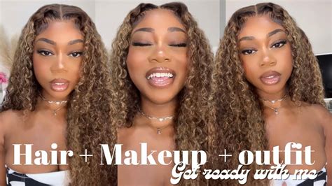 FULL CONCERT GRWM BLONDE HIGHLIGHT CURLY WIG BEGINNER SOFT GLAM