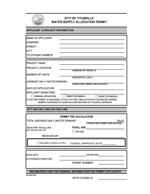 Fillable Online Water Supply Allocation Permit Fax Email Print Pdffiller