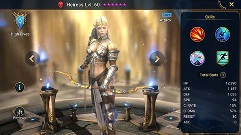 Heiress Raid Shadow Legends Info Skills Equipment Mastery Guide