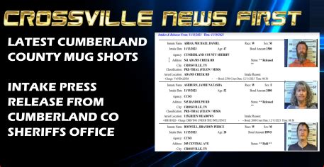 LATEST CUMBERLAND COUNTY MUG SHOTS PRESS RELEASE FROM SHERIFFS OFFICE