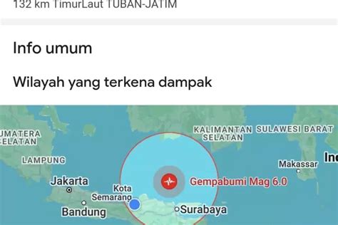 Ini Wilayah Terdampak Gempa Tuban Pusat Gempa Di Laut Jawa Guncangan