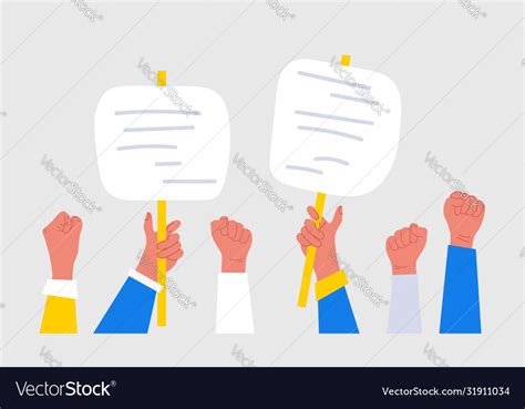 People Hands Holding Signs Banner And Placards Vector Image