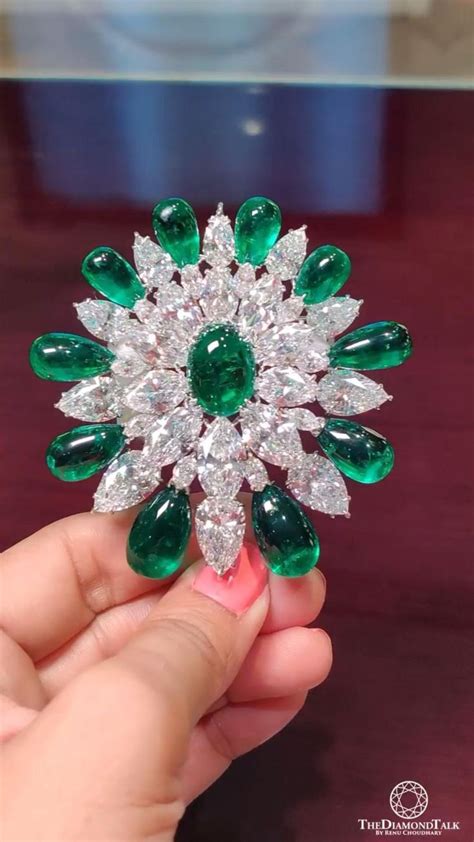 Colombian Emerald And Diamonds Brooch Pendant By Chatilajewels