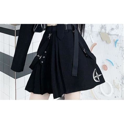 Jupe Gothique Noire Punk Emo Pour Femmes Skirt E Blanc