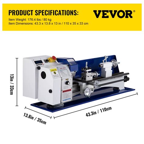 VEVOR Mini Metal Lathe, Automatic Thread Processing, 1.75KW Direct ...