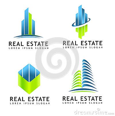 Vector Set Of Abstract Real Estate Building Tower Logo On White