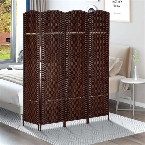 Homcom Tall Wicker Weave Panel Room Divider Privacy Screen