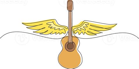 Continuous One Line Drawing Musical Emblem With Wings Fire And Caption