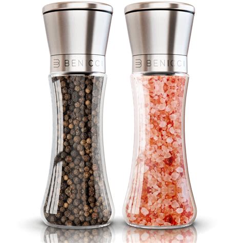 Beautiful Stainless Steel Salt And Pepper Grinder Set Two 6 Oz