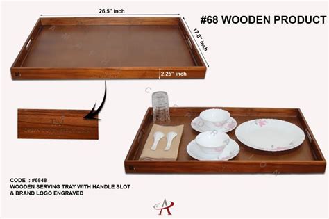 Handwork Matte Wooden Hotel Serving Tray For Hotelsrestaurants