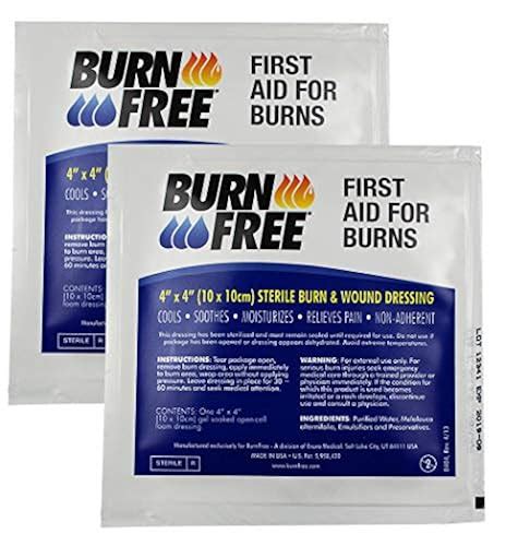 Burn Free Pain Relieving Gel Dressing 4" x 4" Sterile Burn & Wound ...