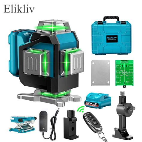 Elikliv 4d Self Leveling Lazer Level 4 X 360 Green Beam Horizontal