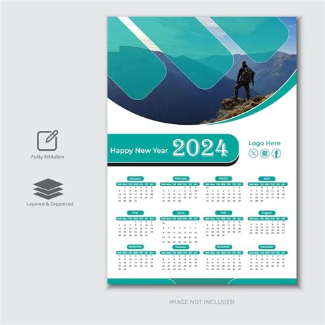 Premium Vector Creative Modern 2024 New Year Calendar Design