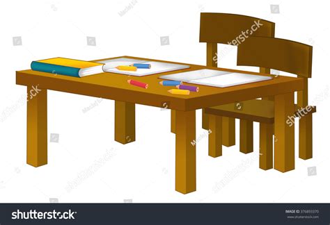 Cartoon School Desk Isolated Illustration Children Stock Illustration ...