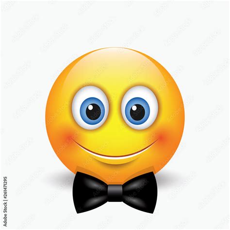 Cute emoticon with a black bow - emoji Stock Vector | Adobe Stock