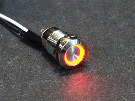 Latching 12mm Switch with Red Light Ring - ProtoSupplies