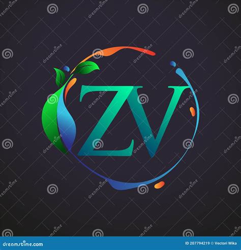 Initial Letter Zv With Nature Elements Logo Colorful Nature And