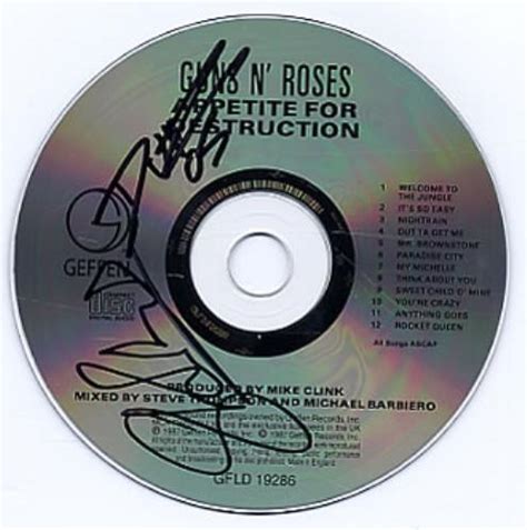 Guns N Roses Appetite For Destruction Autographed UK CD Album CDLP