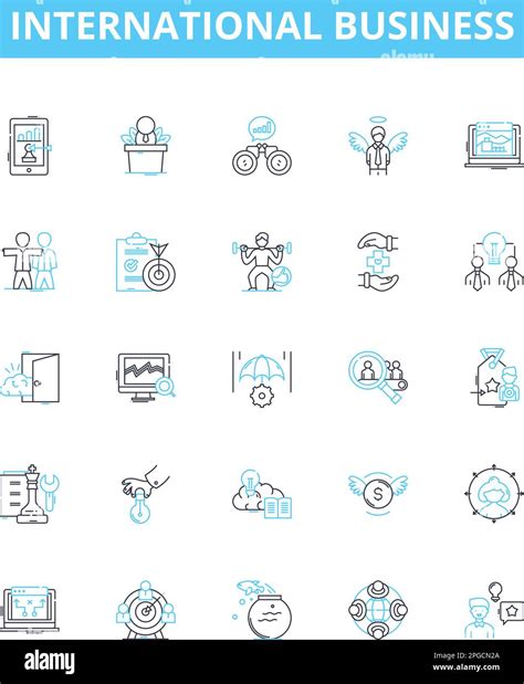 International Business Vector Line Icons Set Global Trade Export