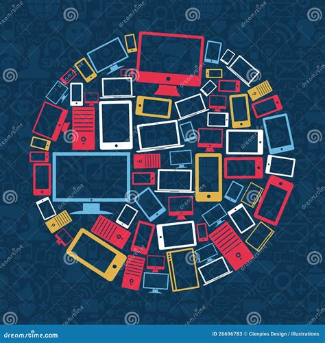 Computer Mobile Phone And Tablet Circle Stock Photos Image 26696783