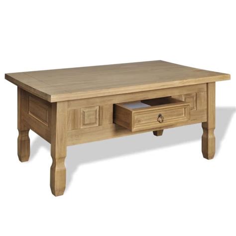 Zerodis Table Basse Avec Tiroir Bois De Pin Massif Mexique RE388