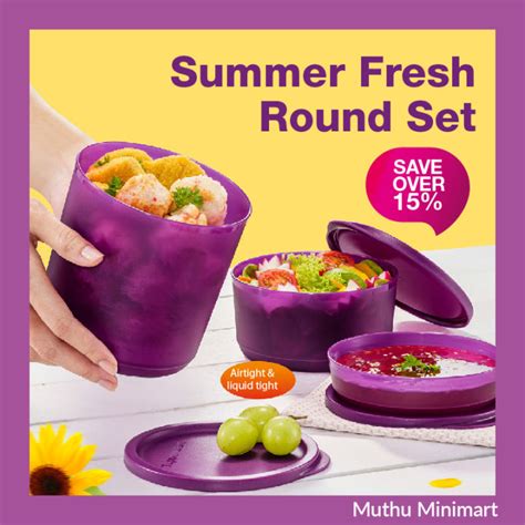 Original Tupperware Summer Fresh Round Set Food Container Bekas Makanan