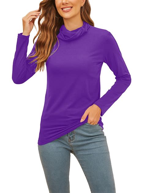 Niuer Women Oversized Long Sleeve Turtleneck Lightweight Tops Basic Soft Pullover Mock Neck