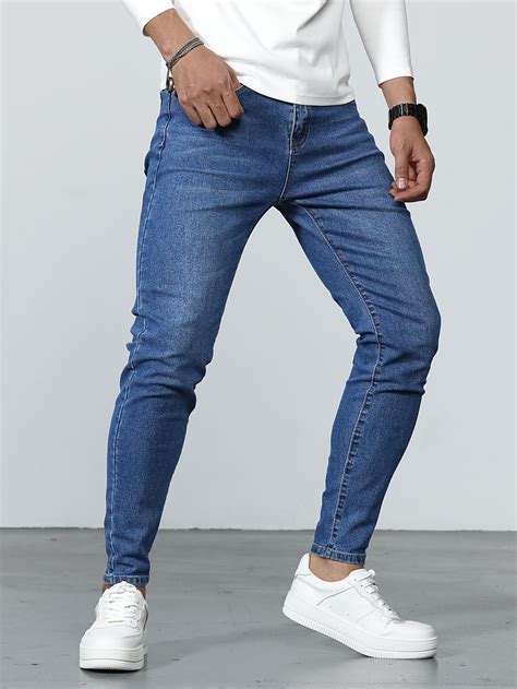 Manfinity Homme Hombres Jeans ajustados algodón con lavado Moda de