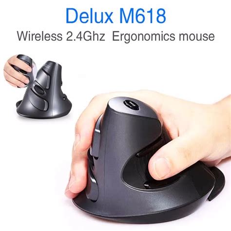 Wholesale Delux M618 Wireless 24ghz Ergonomic Vertical Mouse Usb Optical Gaming Mice Healthy