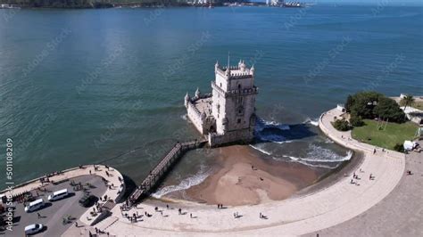 Drone Aerial Footage The Belem Tower Torre De Belém Was Built