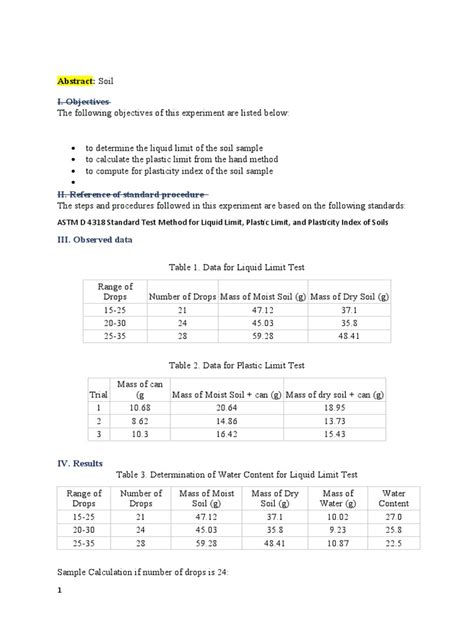 Determination Of Atterberg Limits And Classification Of A Soil Sample