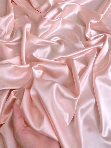 Blush Pink Silky Stretch Satin Pink Fabric Blush Pink Silk Satin Fabric