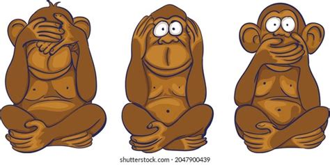 Three Wise Monkeys Illustration Vector Stock Vector Royalty Free