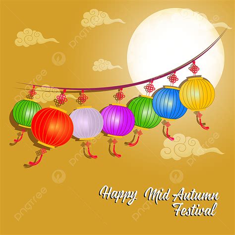 Mid Autumn Lantern Vector Design Images, Mid Autumn Festival With Colored Lanterns, Mid Autumn ...