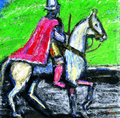 Oil Pastel Painting Of Knight On Horseback | Artificial Design