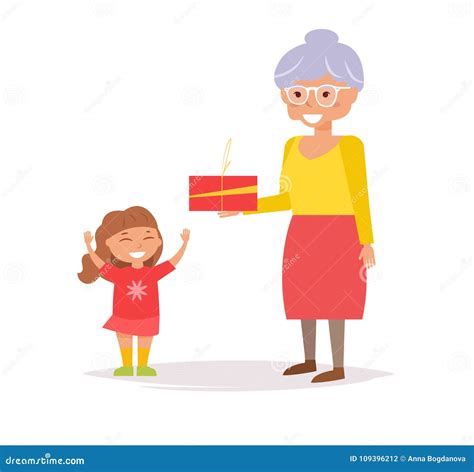 La Abuela Da El Regalo De La Nieta Ilustración del Vector Ilustración