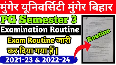 Munger University Pg Semester Examination Routine Regular