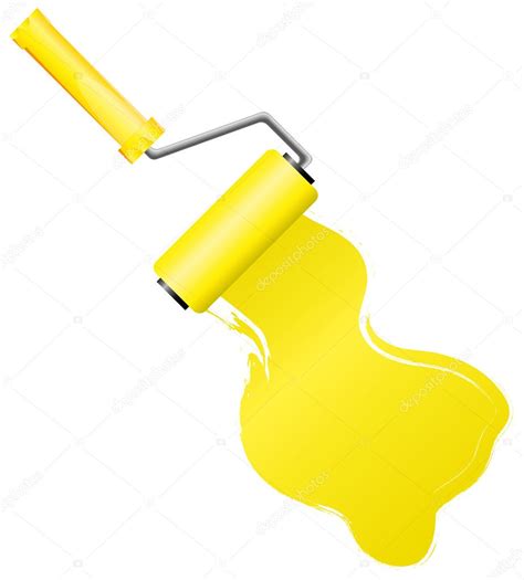 Yellow Paint Roller Brush With Yellow Paint Stock Vector MarketOlya