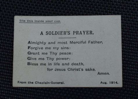 52 Fascinating Original Small Ww1 Soldiers Prayer Card August 1914