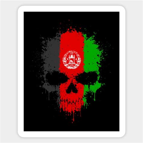 Chaotic Afghan Flag Splatter Skull Afghanistan Sticker TeePublic